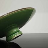 Vintage 50s-60s dish in green enamelled terracotta