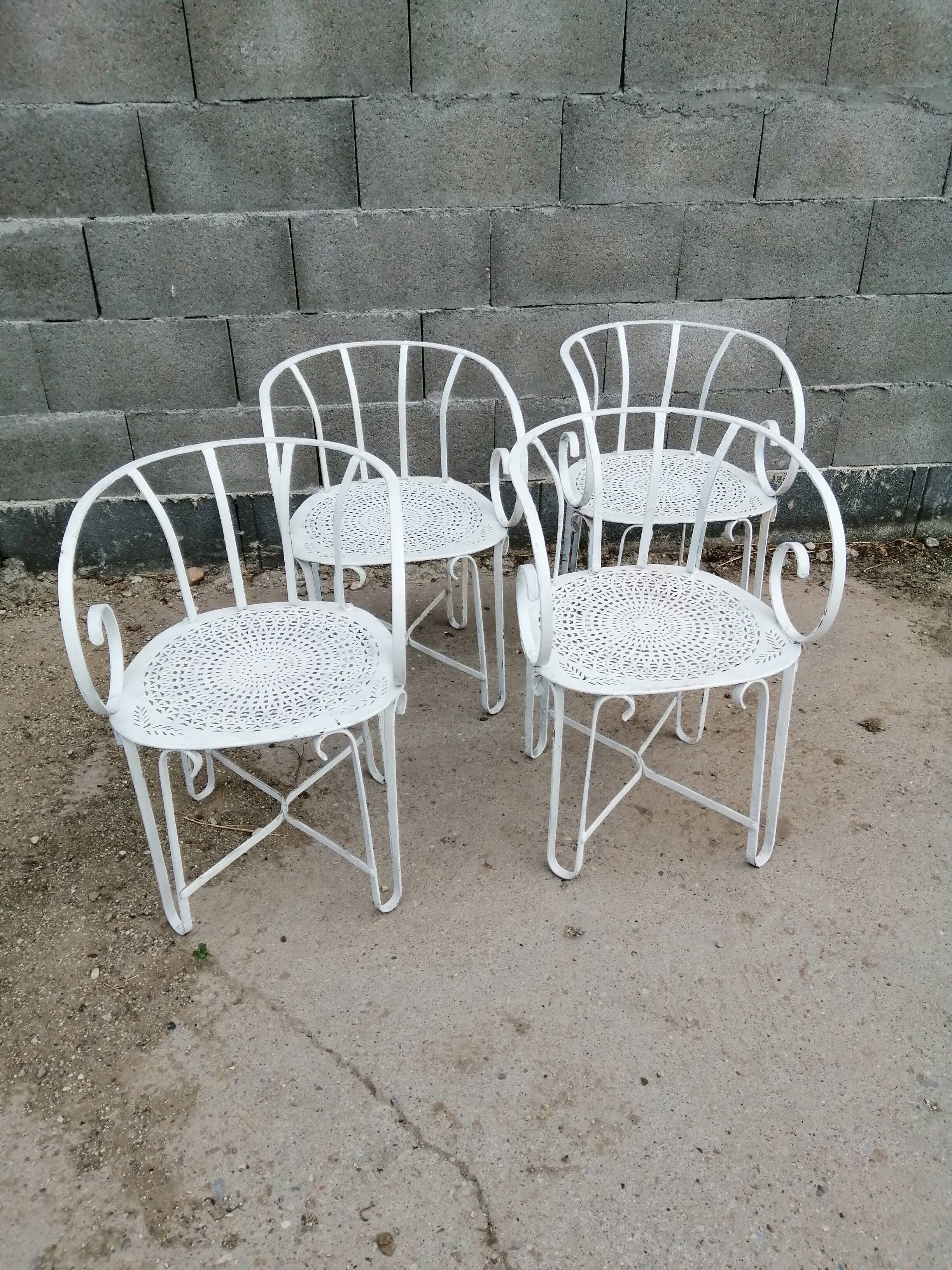 4 iron garden chairs 1900