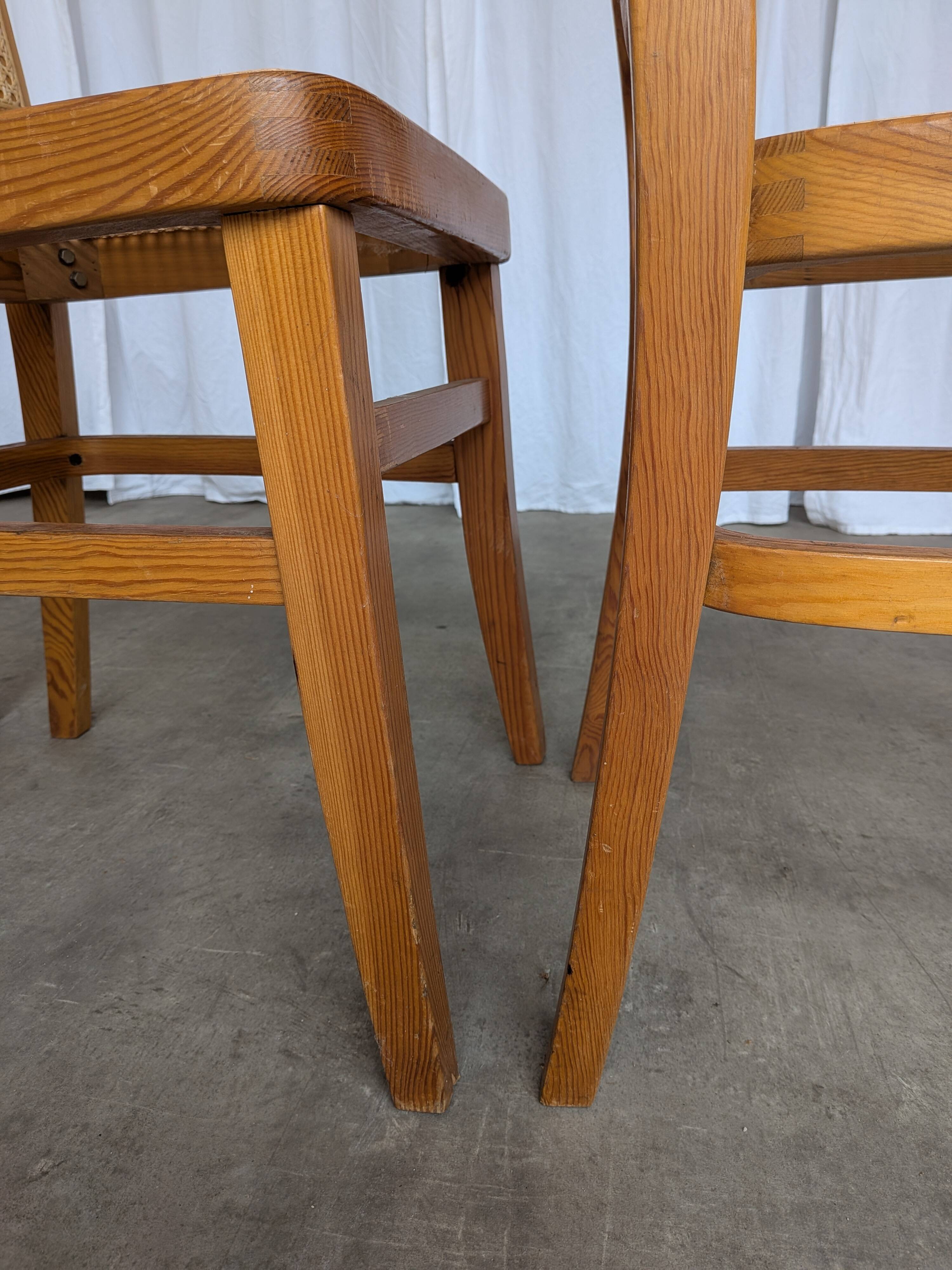 Set of 3 Vintage Wooden Dining Chairs with Cane Seat - Mid-Century Yugoslav