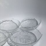 4 coupelles creuses feuilles texturées verre
