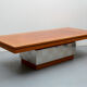 1970s space age coffeetable in walnut and metal