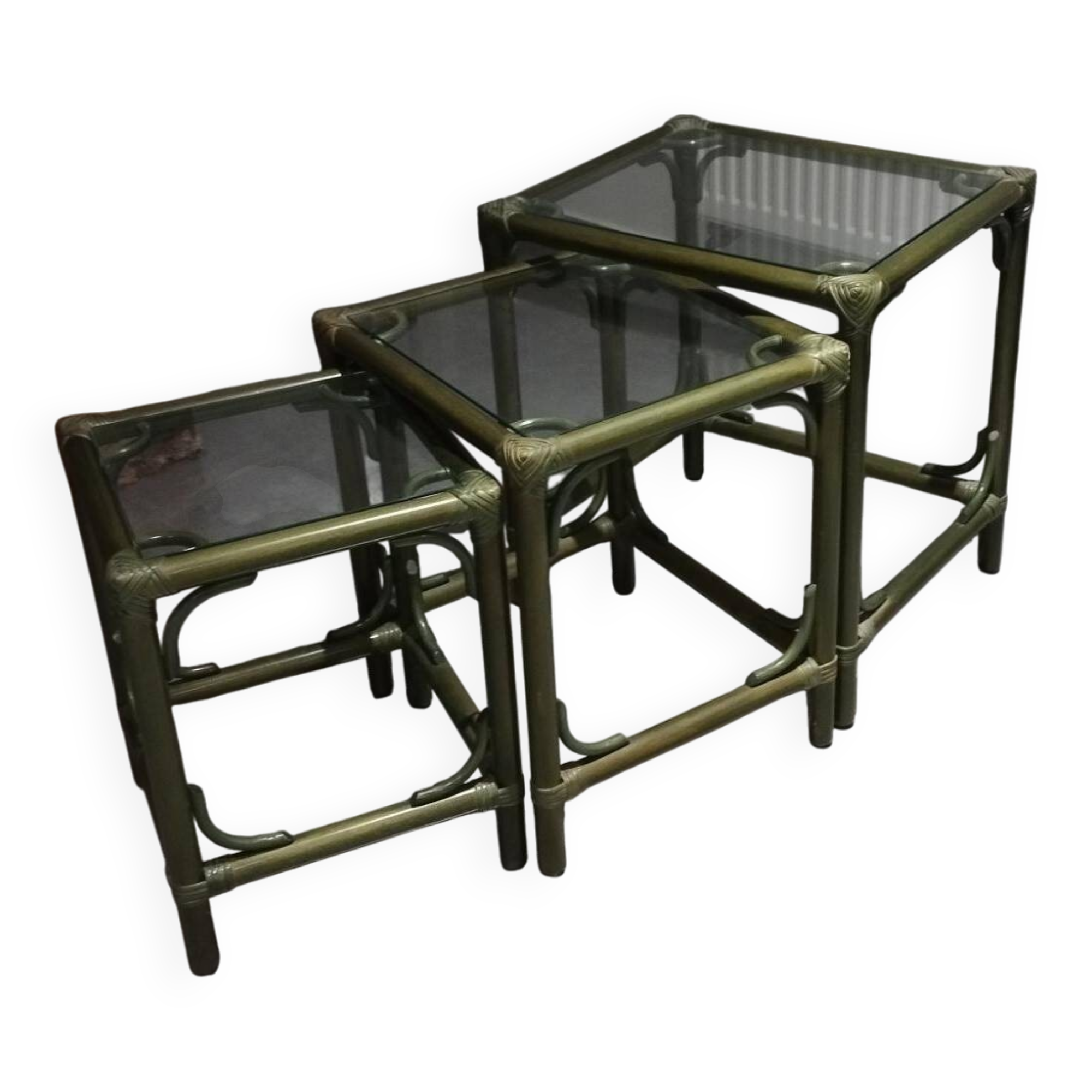 Vintage nesting table, in green colour.