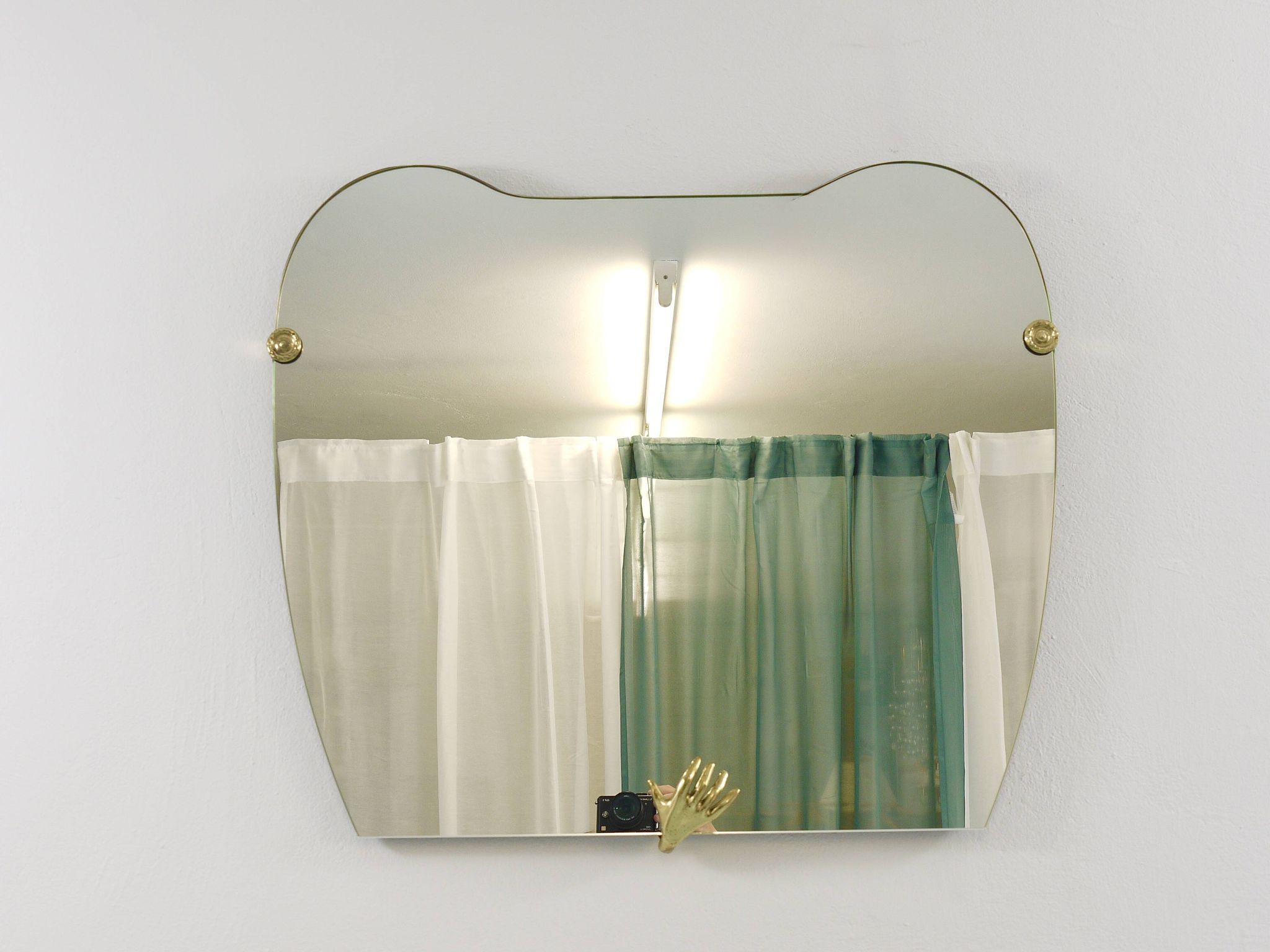 Scultpural Brass Hand Mid-Century Wall Mirror, Italy, 1950s
