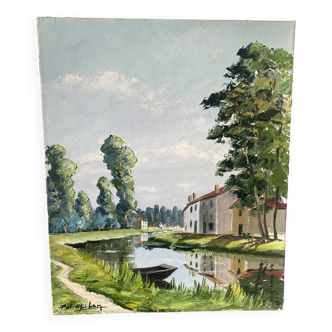 Paysage de rivière signé