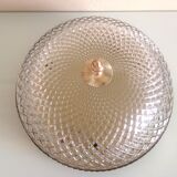 Round ceiling lamp in structured glass art deco style 30s-40s