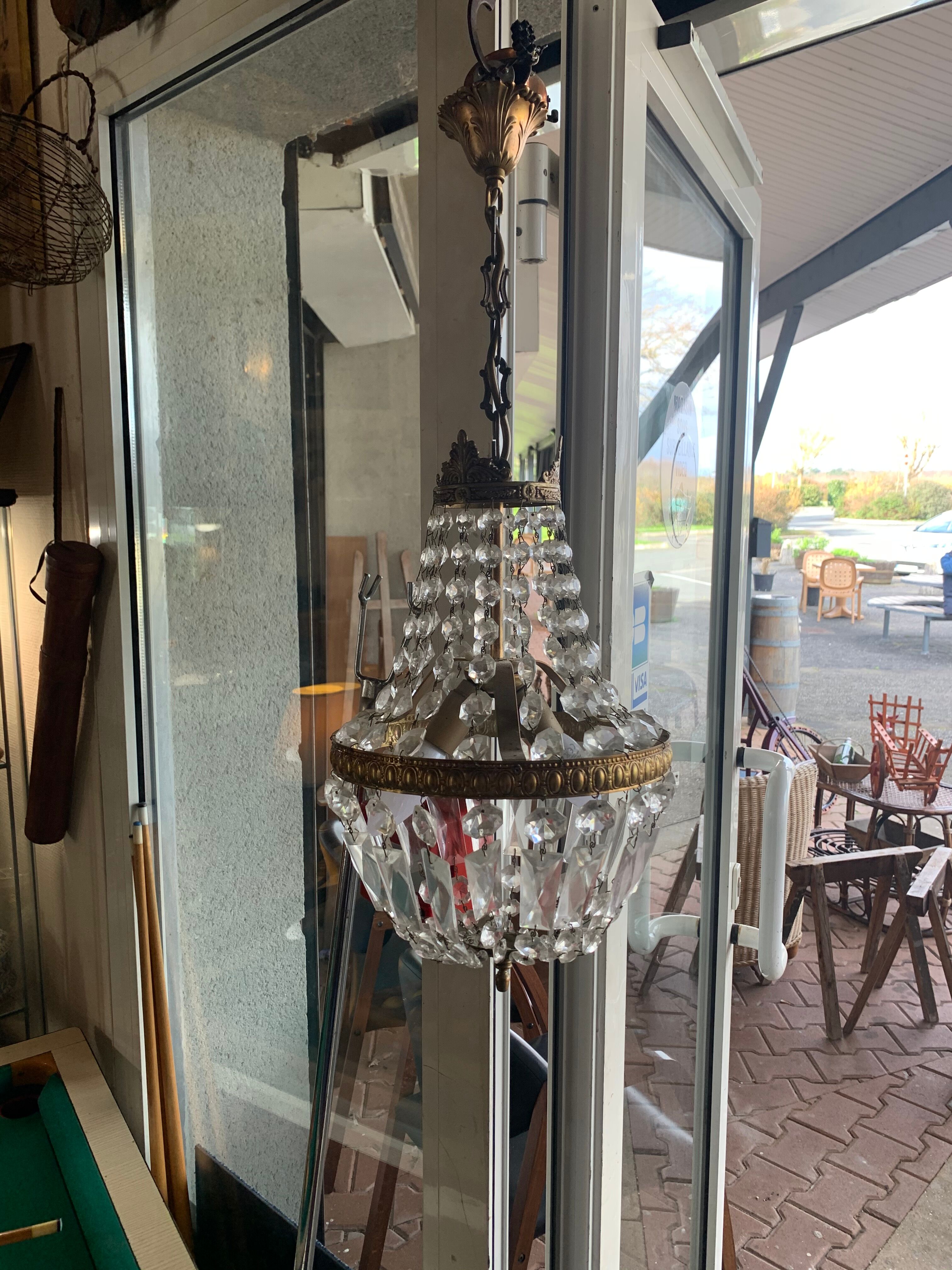 Lustre mongolfière à pampilles