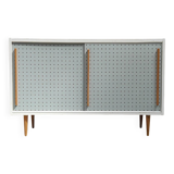 Blue and white chest of drawers by Drevopodnik Brno 1960