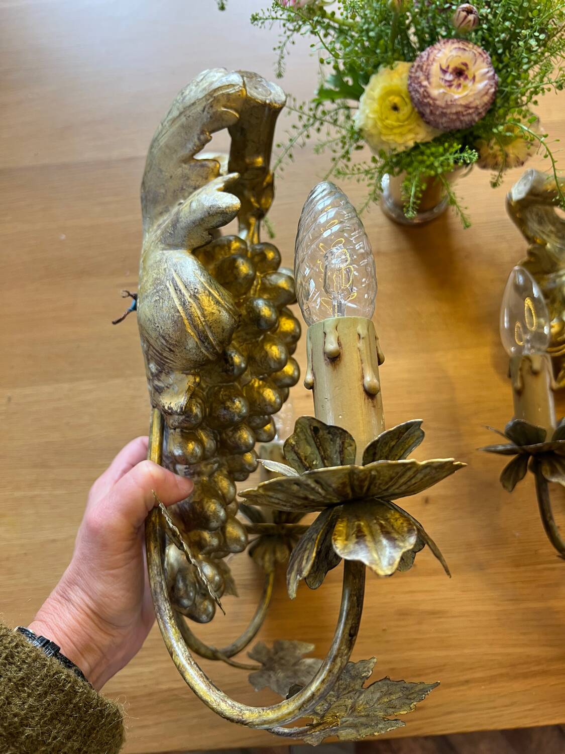 Golden grape wall sconces, 1970