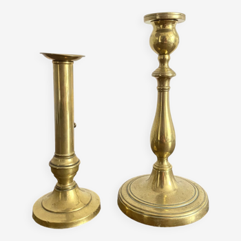 Golden brass candle holders