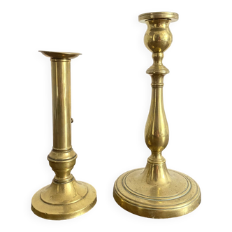 Golden brass candle holders