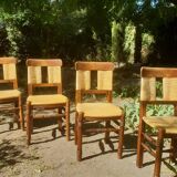 Série de 4 chaises Paillées 1970