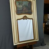 Painted Wooden Trumeau Mirror, Louis XV Style – Late 19th Century