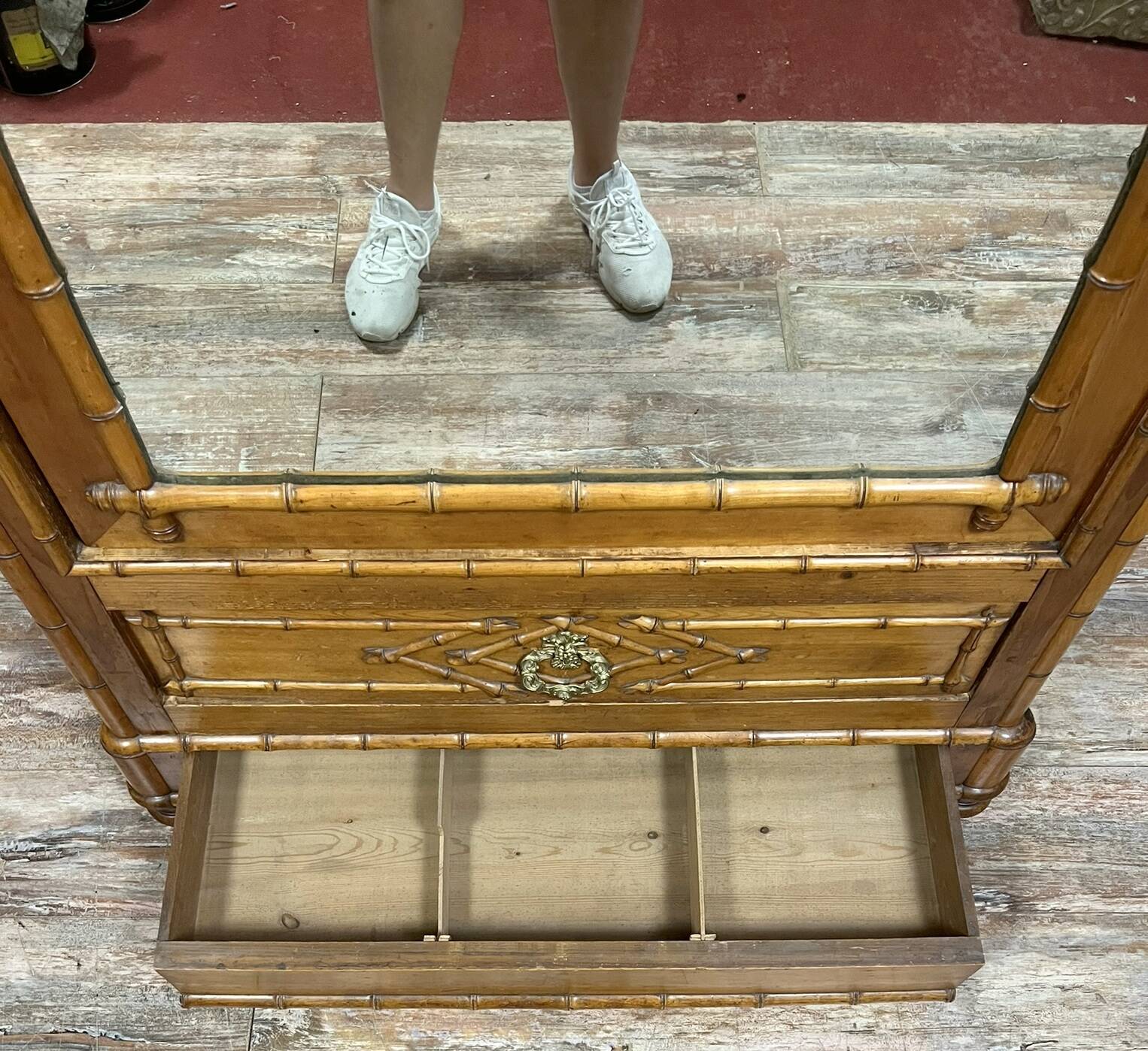 Napoleon III period wardrobe in bamboo-style cherry wood