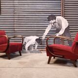 Pair of H 410 armchairs by Jindřich Halabala for Up Zavody