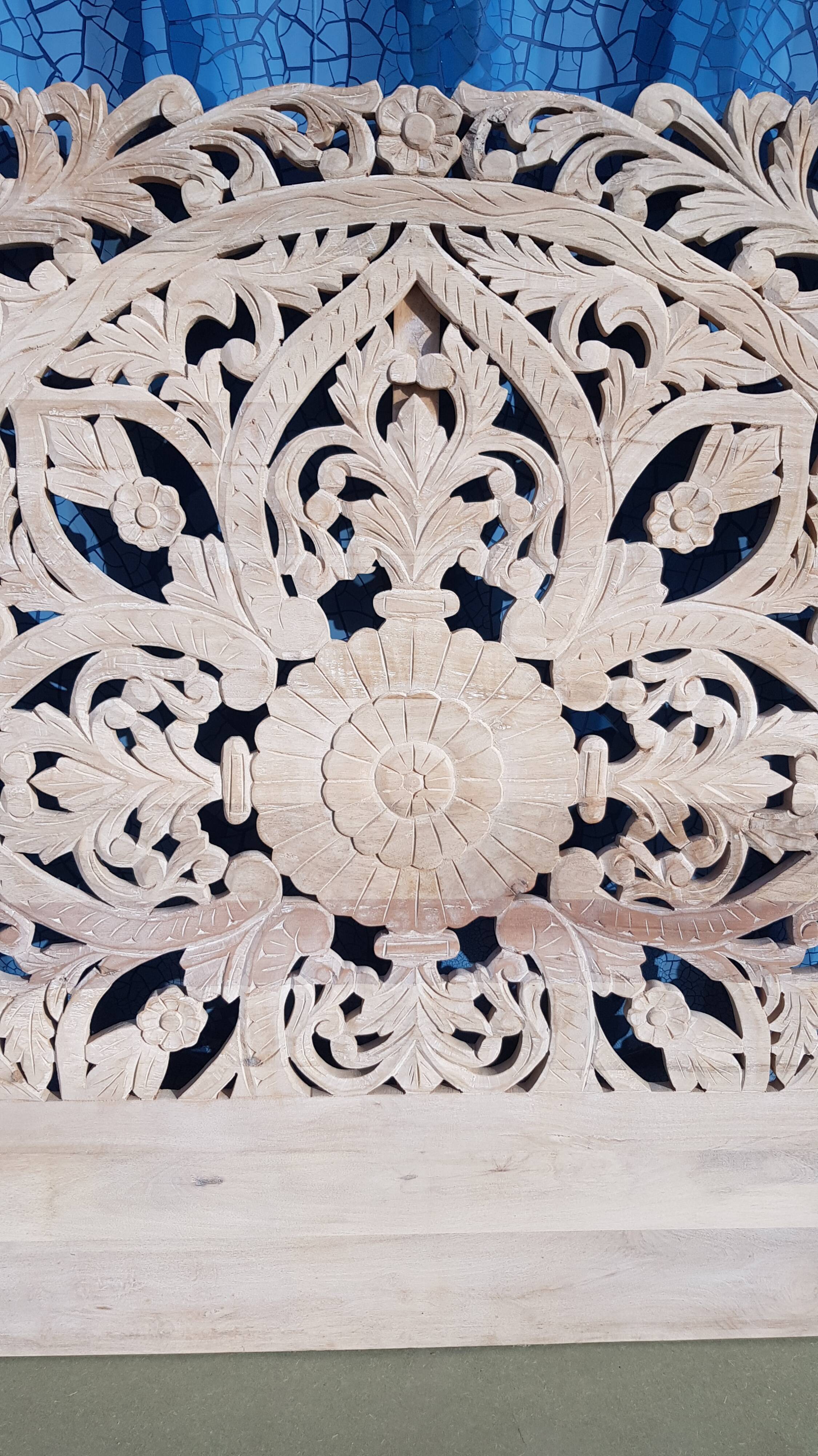 Carved mango headboard