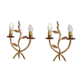 Pair of gold metal foliage appliques