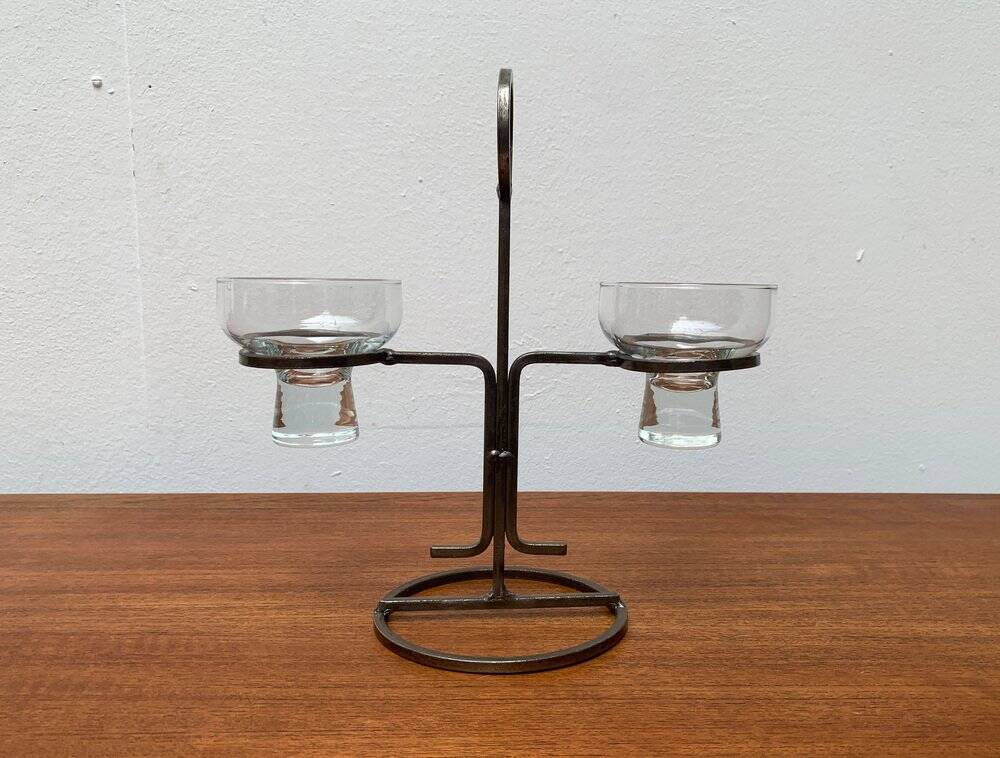 Danish Metal and Glass Candle Holder from the Mid-Century, 1960s