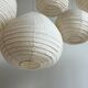 Suspension en rotin et lin naturel japonisante en forme de goutte