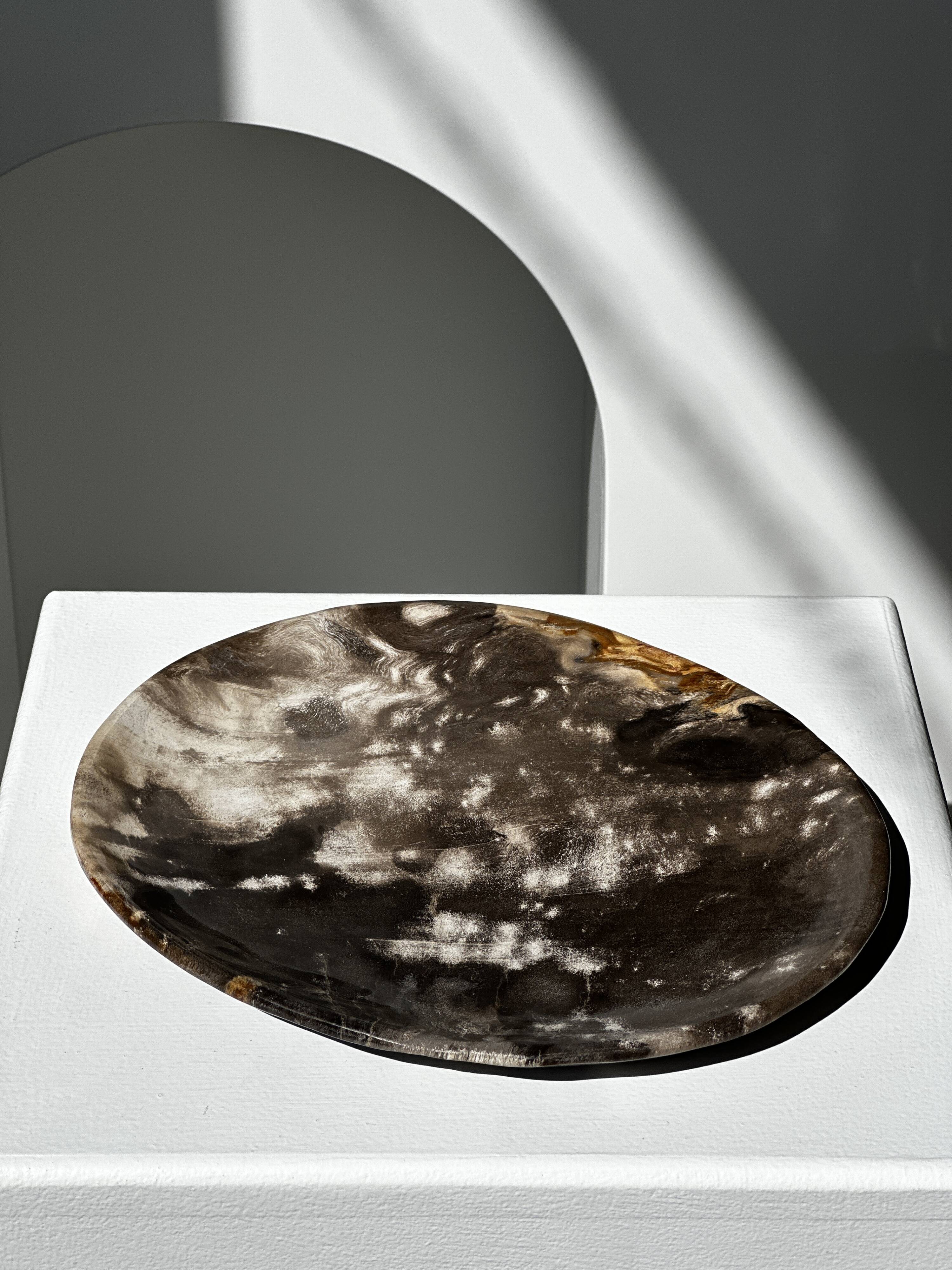 Dish in petrified wood