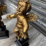 Pair of gilded cherubs on a Napoléon III base