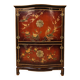 Vintage Chinese red and gold cabinet with flowers and birds (lacquer cabinet)