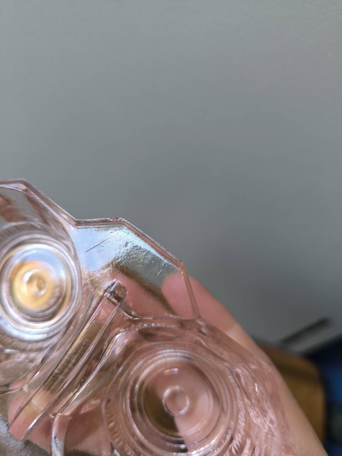 Vintage pink moulded glass salt and pepper shaker set.