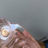 Vintage pink moulded glass salt and pepper shaker set.