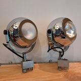 Pair of vintage Eyeball style chrome wall lights (spotlights)