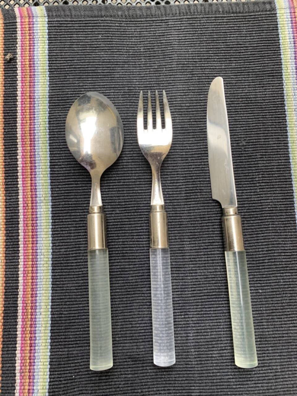 Set of plexiglass and stainless steel cutlery "Italy" from the 80s