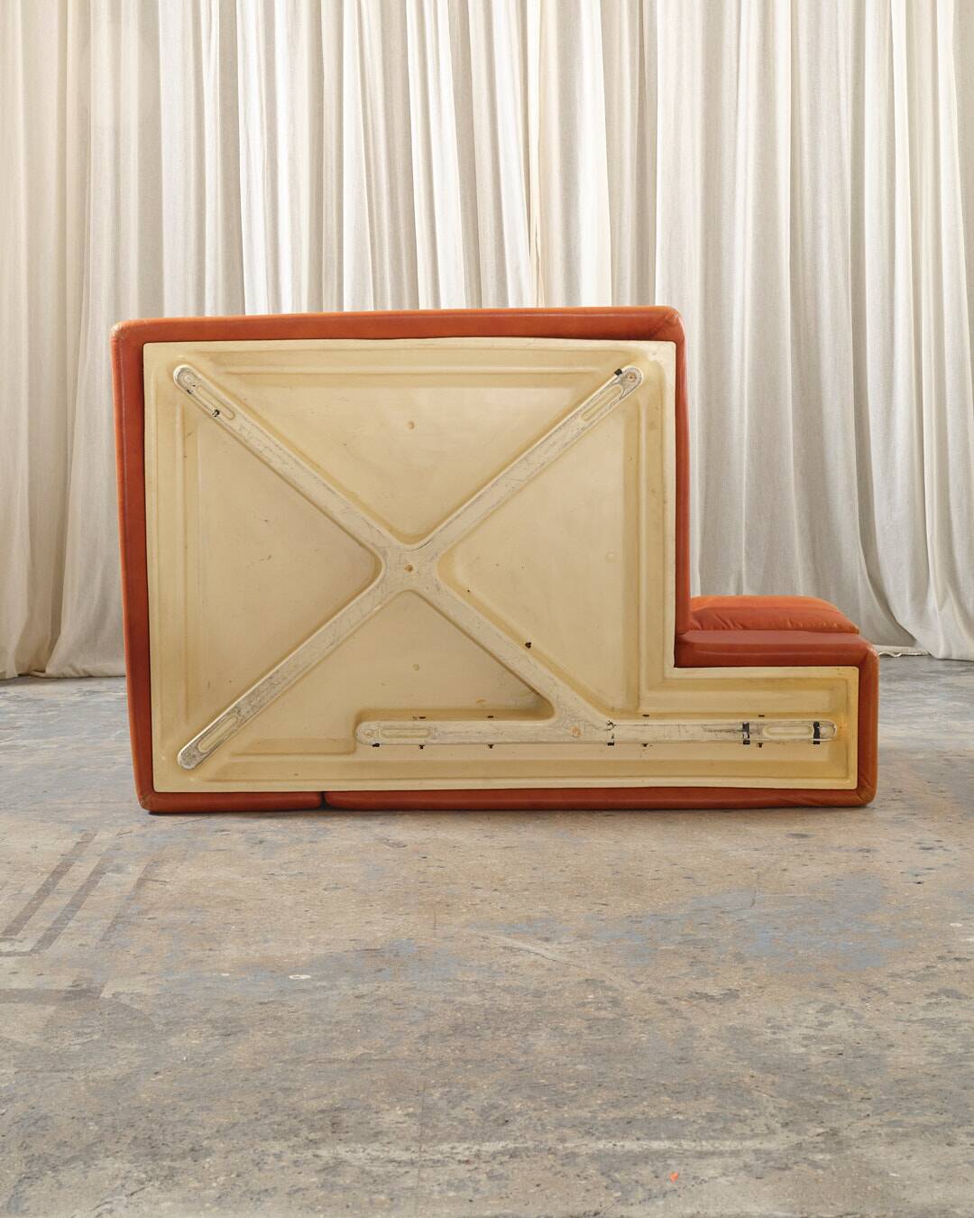 Paione modular sofa in brown leather, Claudio Salocchi, 1960s