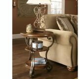 Traditional Dark Brown End Table with 3 Fixed Shelves