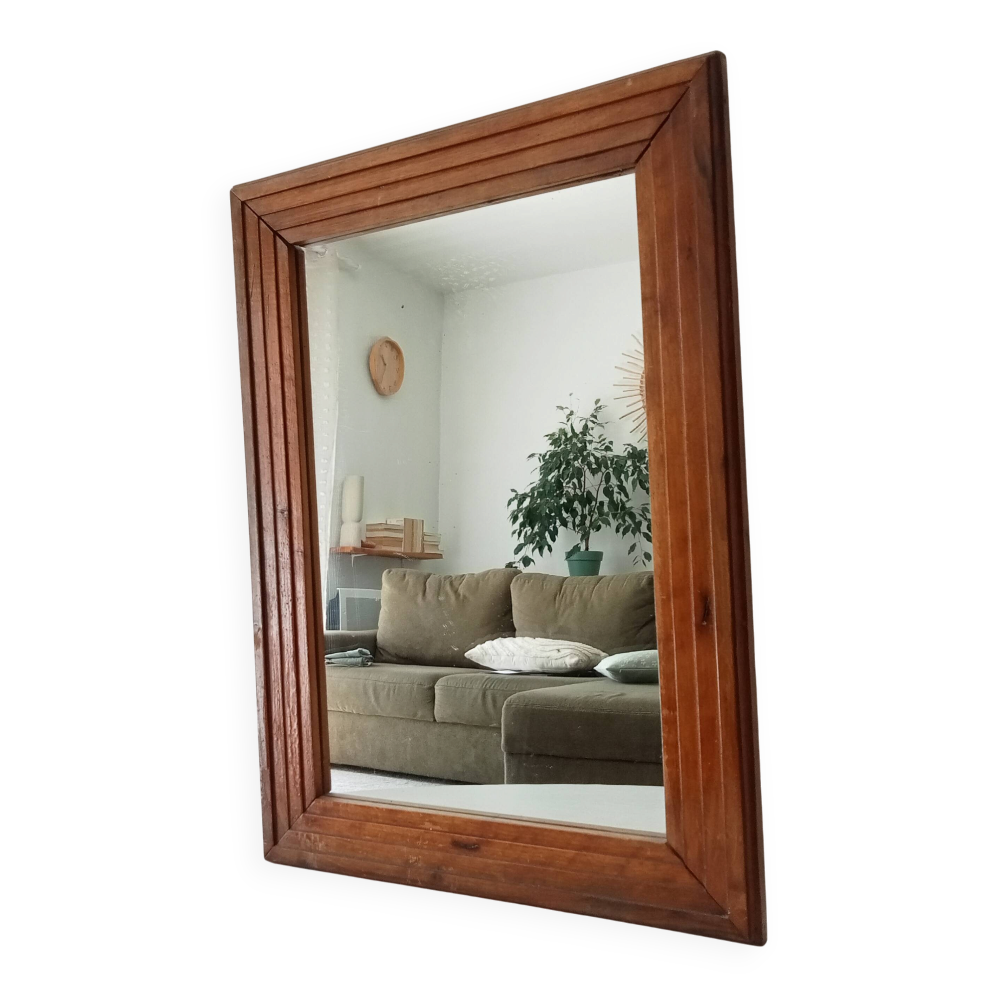 Vintage Art Deco wooden mirror from the 1950s.