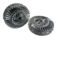 Pair of round vintage moulded glass ceiling lights.