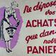Advertising poster on framed panel "Shopping cart" vintage 1960