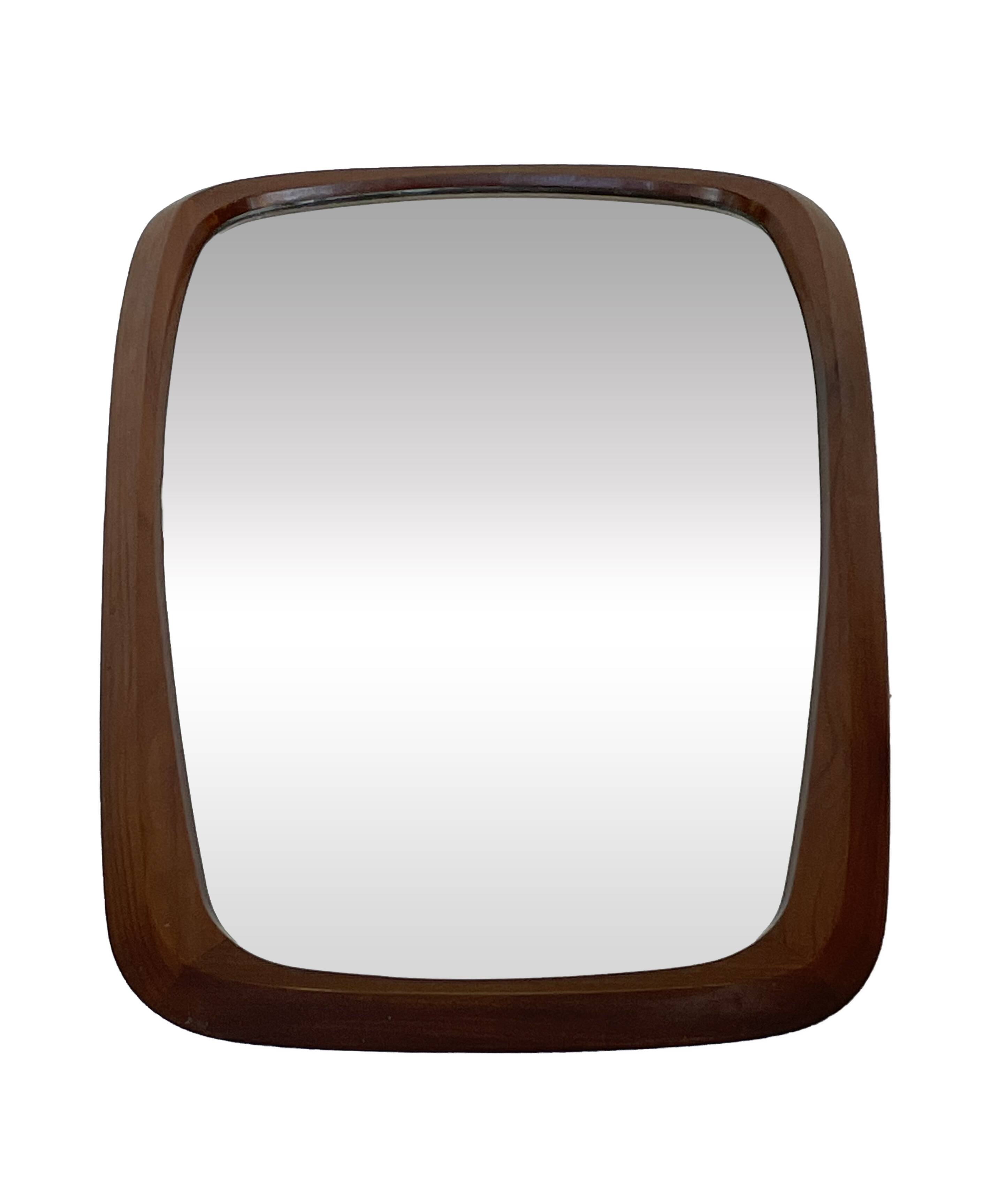 Vintage Large organic Danish mirror in teak