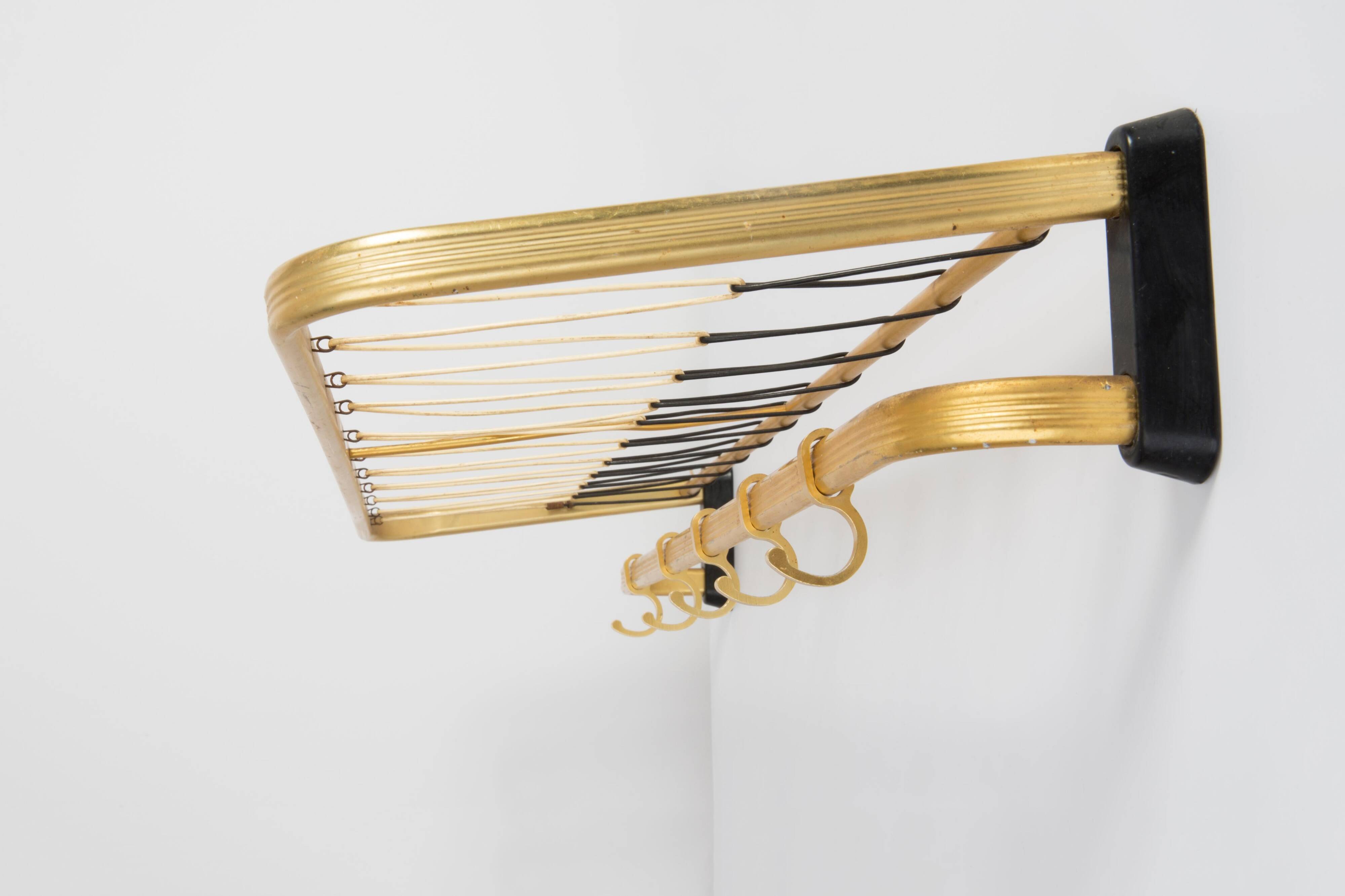 Golden coat rack from the 20th century, Germany, Europe, 1960s.
