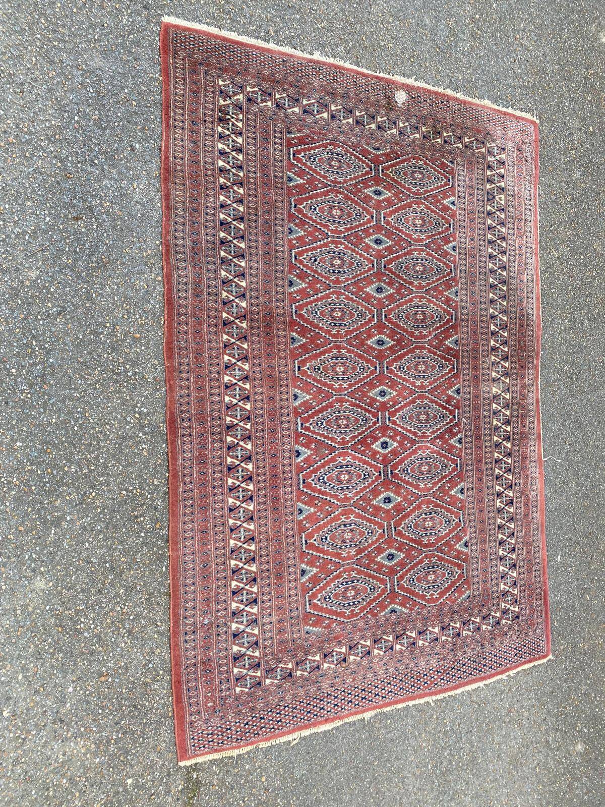 Persian wool rug in burgundy red diamonds 135x200cm