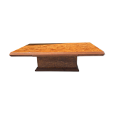 Table basse en loupe d’orme avec 2 tiroirs et miroirs, année 1970
