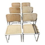 Set of 6 B32 chairs Marcel Breuer Italy design 1970