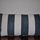 Set of 2 vintage striped cushions in navy blue and white linen, 65x35 cm.