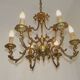 Large Antique French Art Nouveau Acanthus 6-Light Bronze Cage Candlestick