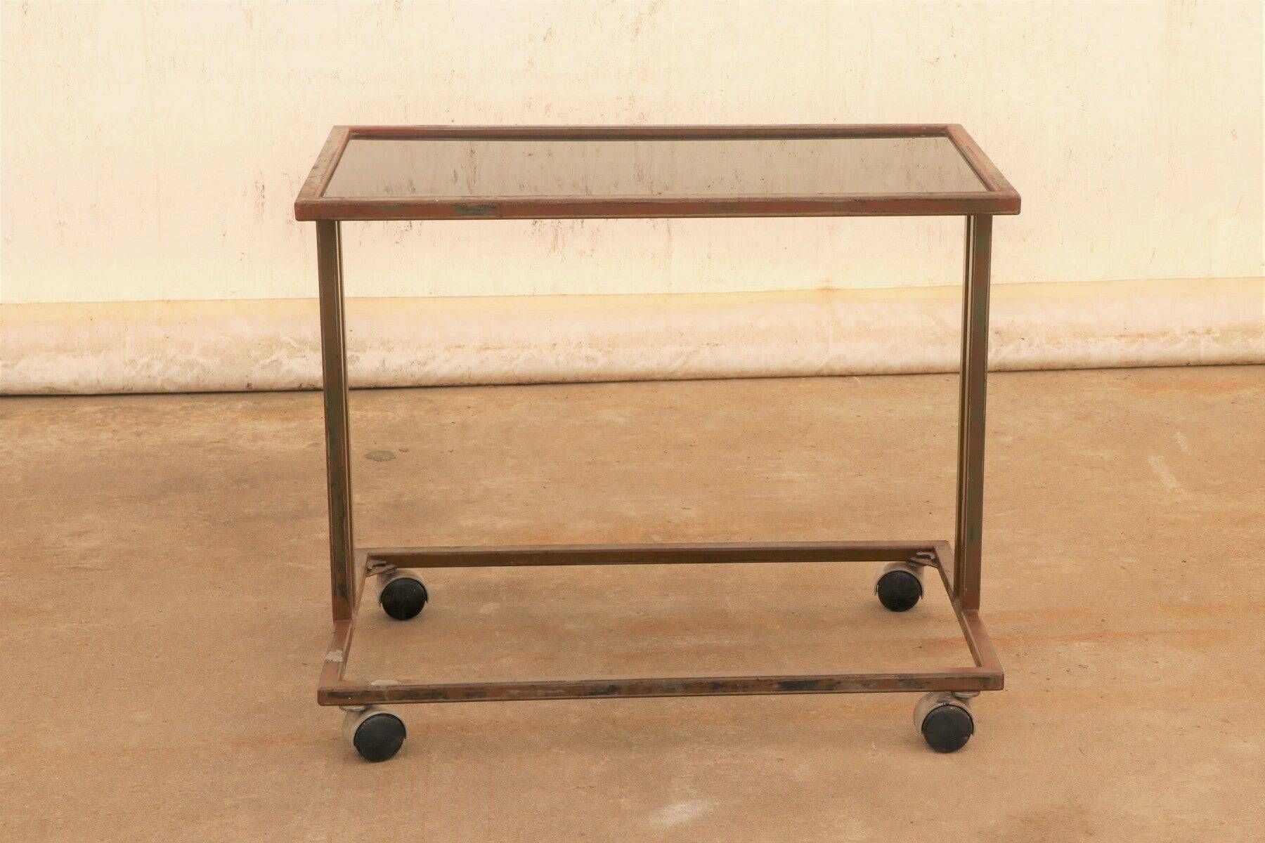 Czechoslovak vintage serving trolley on wheels, mid-century bar cart, 1970s