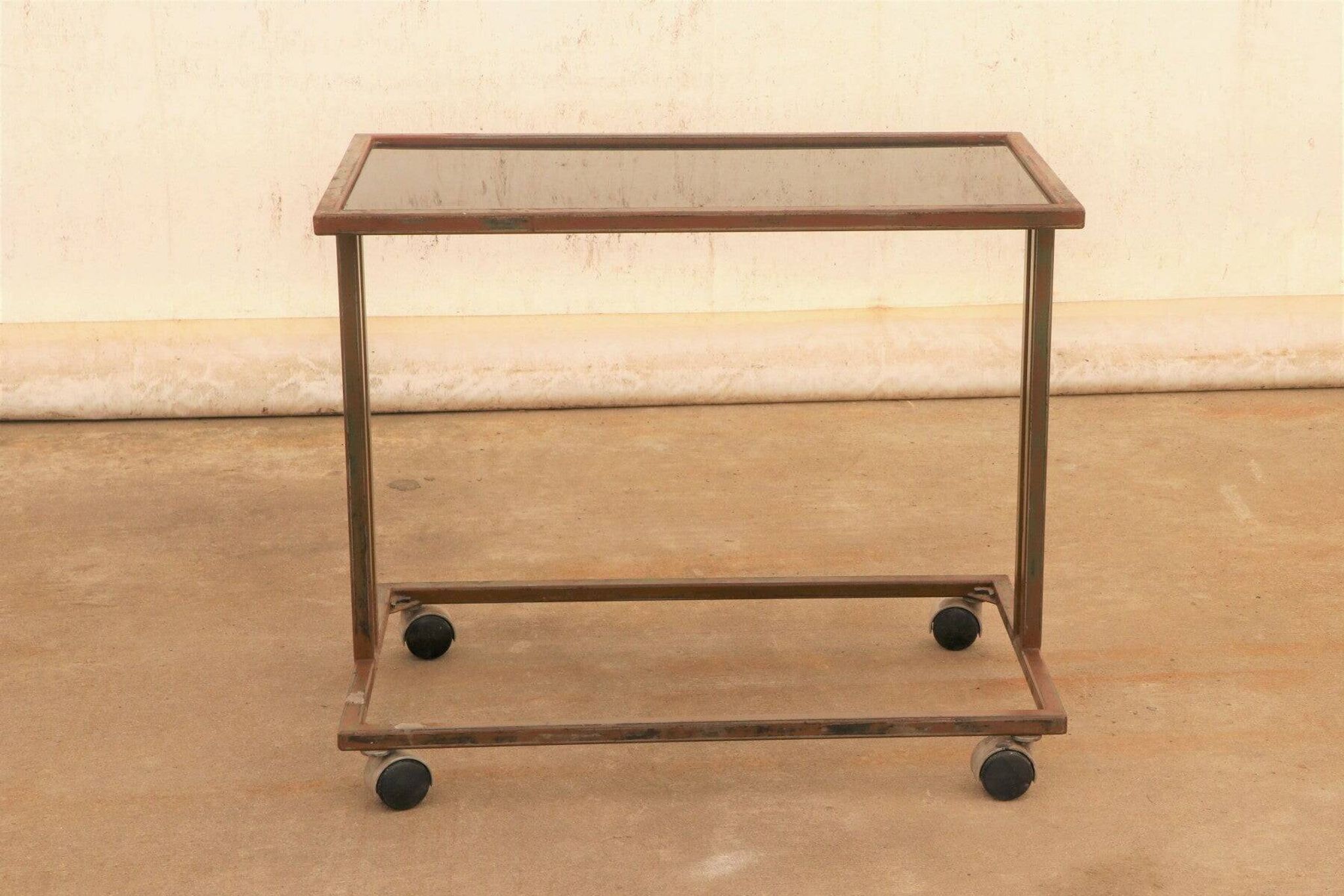 Czechoslovak vintage serving trolley on wheels, mid-century bar cart, 1970s