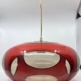 Massive Belgium red plexiglass UFO Space Age pendant light, 1970