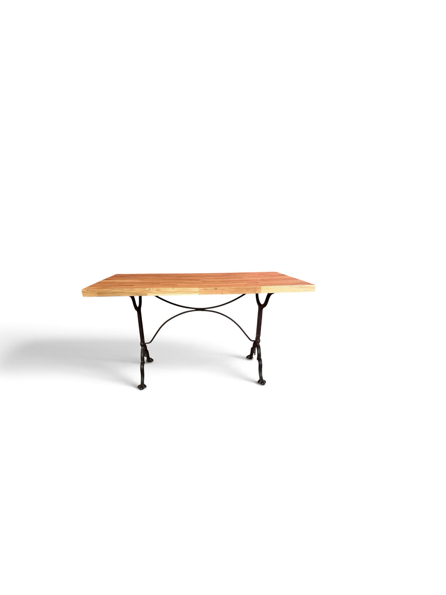 Bistro table, cast iron base and solid oak top.