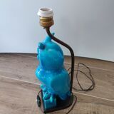 Lampe chouette en faïence craquelée turquoise