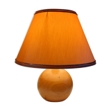 Bedside lamp foot ball blond wood, lampshade ecru