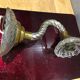 Pair of glass and gold metal sconces in the 1950s