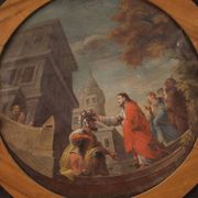 Round painting from the first half of the 19th century, the healing of the centurion's servant