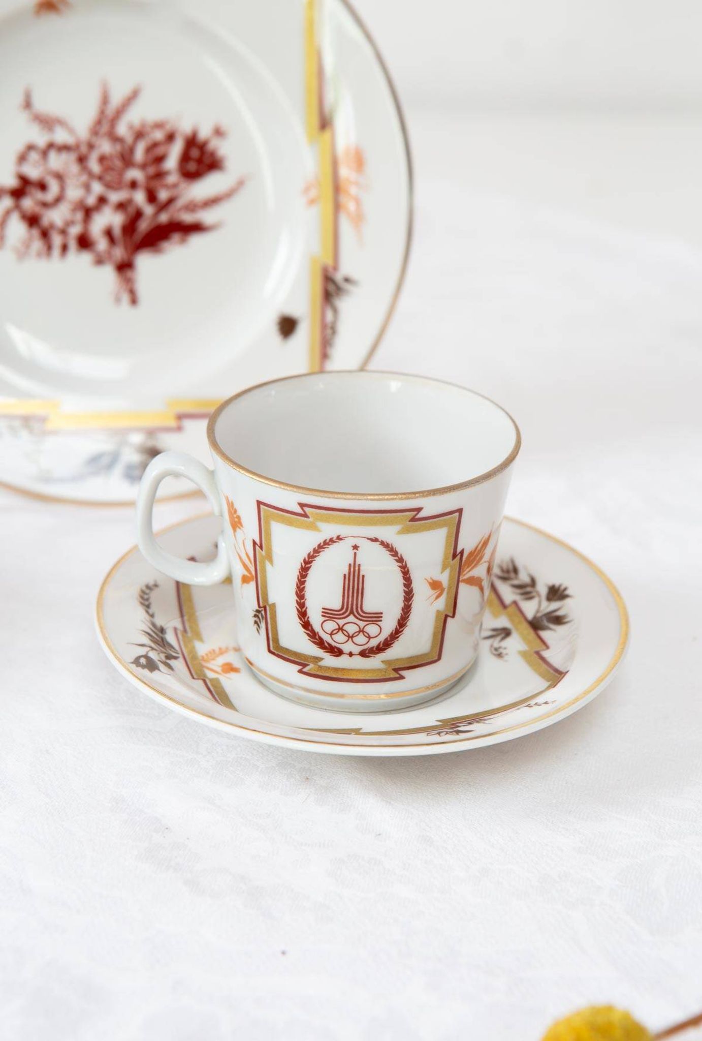 Russian porcelain coffee service Lomonosov Moscow 1980 Olympic Games
